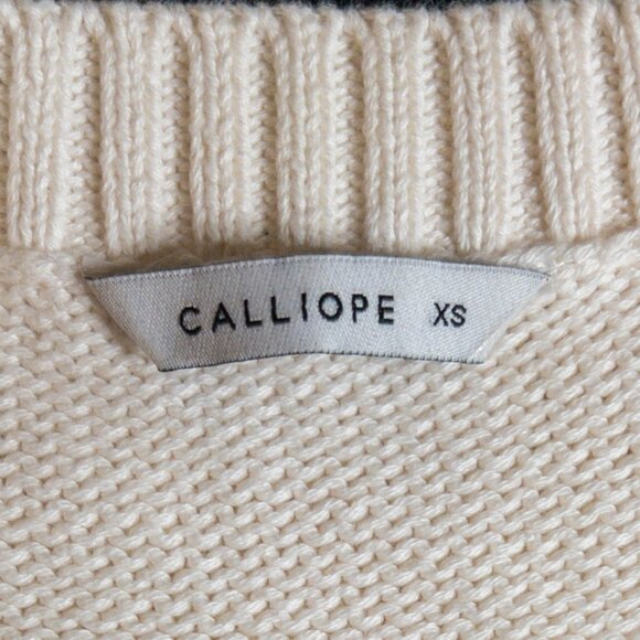 Calliope Cable Knit Sweater Vest XS Cream Cropped V-Neck Preppy Minimalist Look - Picture 4 of 9